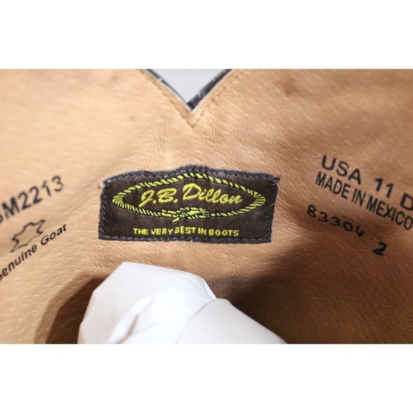 JB Dillon Mens Genuine Brown Goat Leather Western Boots JBM2213 Size 11D - Picture 9 of 10